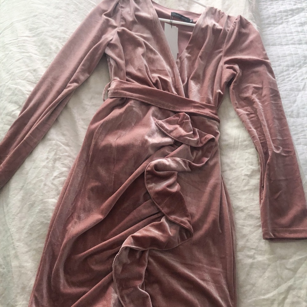 Pink velvet dress